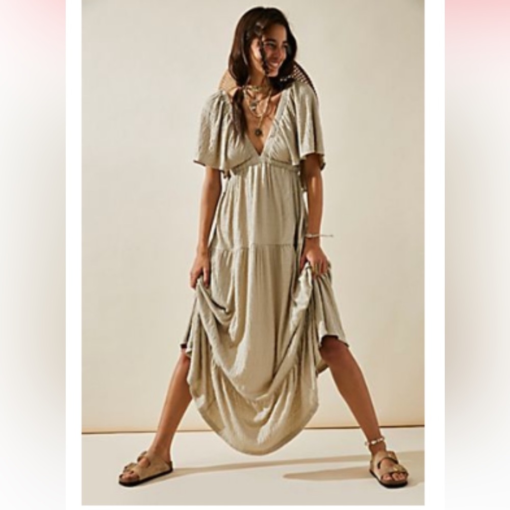 Free People Beach La La Maxi Dress XS- Tan